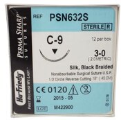 Perma Sharp Suture Black Silk C-9 3-0 12/Bx