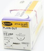 A. Titan Plain Gut Suture 18" C-9 3-0 1/2 Rev Cut 12/bx