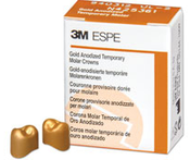 3M Gold Anodized Temporary Molar Crowns, 940322, Upper Right First Molar, Size 2 , 5 Crowns