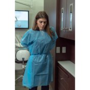The Essentials Isolation Gown Level-2 Knit-Cuff w/Velcro 10/Pk Blue