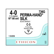 Suture Silk Black Braided C3 4/0 18'' 12/Bx