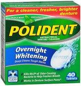 Polident Overnight Whitening Antibacterial Cleanser 40/Tablets x 12/Boxes